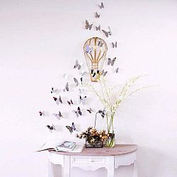 Sada 12 samolepek s 3D efektem Ambiance Mirror Butterflies