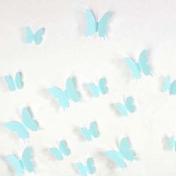 Sada 12 tyrkysových adhezivních 3D samolepek Ambiance Butterflies
