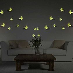 Sada 12 ve tmě svítících 3D samolepek Ambiance Butterflies