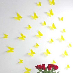 Sada 12 žlutých samolepek s 3D efektem Ambiance Butterflies