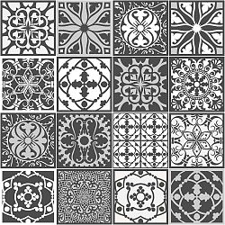 Sada 16 dekorativních samolepek na stěnu Ambiance Noir, 10 x 10 cm