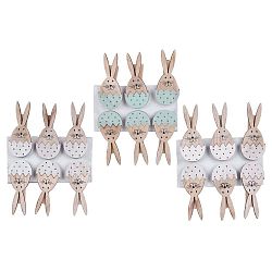 Sada 18 dřevěných kolíčků s motivem zajíce Ego Dekor, 3,5 x 7,5 cm