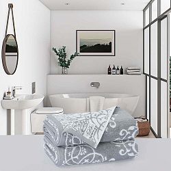 Sada 2 bavlněných osušek Descanso Rassano Duro Gris, 70 x 140 cm