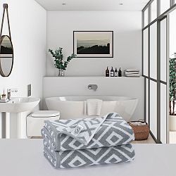 Sada 2 bavlněných osušek Muller Textiels Rassano Gris, 70 x 140 cm