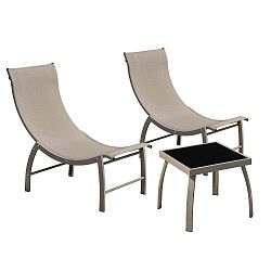 Sada 2 béžových zahradních lehátek a stolku Santiago Pons Pool