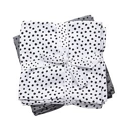 Sada 2 bílé a šedé mušelínové plenky Done By Deer Happy Dots