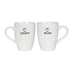 Sada 2 bílých hrnků Premier Housewares Charm Yours & Mine, 350 ml