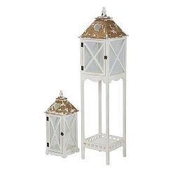 Sada 2 bílých luceren s konstrukcí z jedlového dřeva Mauro Ferretti Hut