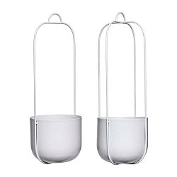 Sada 2 bílých závěsných železných květináčů Hübsch Juro