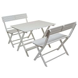 Sada 2 bílých židlí a stolu z topolového dřeva Santiago Pons