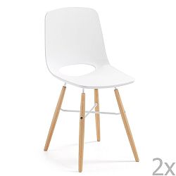 Sada 2 bílých židlí s dřevěným podnožím La Forma Kint