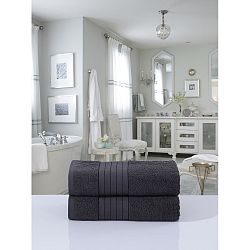 Sada 2 černošedých bavlněných ručníků HIP, 70 x 140 cm