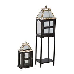 Sada 2 černých luceren s konstrukcí z jedlového dřeva Mauro Ferretti Hut