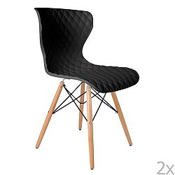 Sada 2 černých židlí s bukovým podnožím White Label Crow