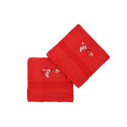 Sada 2 červených vánočních ručníků Stockings, 70 x 140 cm