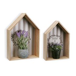 Sada 2 dřevěných nástěnných polic na květináče VERSA