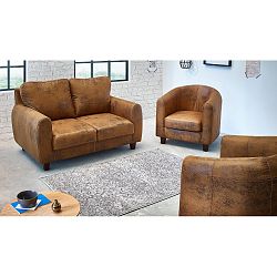 Sada 2 hnědých křesel s 2místnou pohovkou Bobochic Felicita