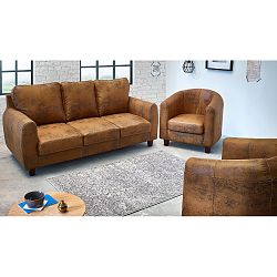 Sada 2 hnědých křesel s 3místnou pohovkou Bobochic Felicita