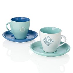 Sada 2 hrnků s podšálky z kameniny Brandani Panarea Eau