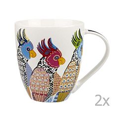 Sada 2 hrnků z porcelánu Churchill China Parakeets, 500 ml