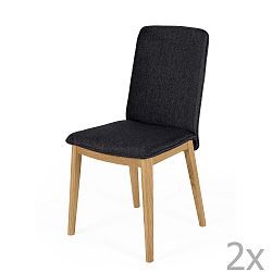 Sada 2 jídelních židlí s podnožím z dubového dřeva Woodman Adra Dark Lighter Half