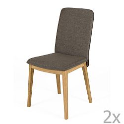 Sada 2 jídelních židlí s podnožím z dubového dřeva  Woodman Adra Naturo Dark