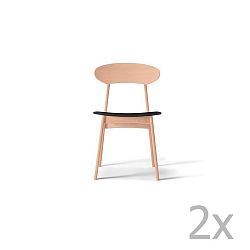 Sada 2 jídelních židlí z masivního dubového dřeva s černým sedákem WOOD AND VISION Tribe