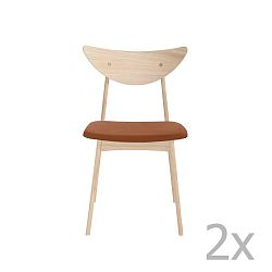 Sada 2 jídelních židlí z masivního dubového dřeva s oranžovým sedákem WOOD AND VISION Chief