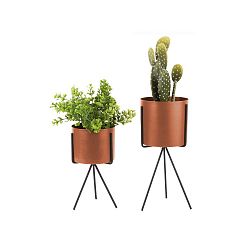 Sada 2 jílově hnědých železných stojanů na květináč PT LIVING Pedestal