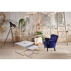 Sada 2 konferenčních stolků s podnožím ve stříbrné barvě a šedou mramorovou deskou RGE Stella