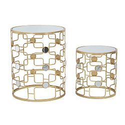 Sada 2 konferenčních stolků ve zlaté barvě Mauro Ferretti Coppia