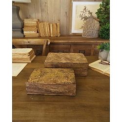 Sada 2 krabic z mangového dřeva Orchidea Milano Jungle