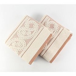 Sada 2 krémových bavlněných ručníků Hurrem, 50 x 90 cm