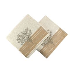 Sada 2 krémových bavlněných ručníků Infinity, 50 x 90 cm