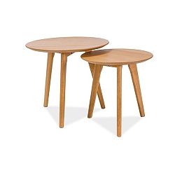 Sada 2 kulatých odkládacích stolků v dubovém dekoru Signal Milan