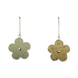 Sada 2 malých závěsných dekorací z posmaltovaného kovu s motivem květiny Ego Dekor, 8,2 x 9 cm