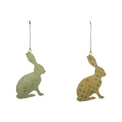 Sada 2 malých závěsných dekorací z posmaltovaného kovu s motivem zajdy Ego Dekor. 8 x 12 cm