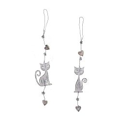 Sada 2 malých závěsných kovových dekorací s motivem kočiček Ego Dekor