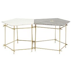 Sada 2 menších odkládacích stolků s mramorovu deskou Kare Design Pentagon