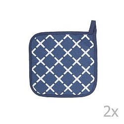 Sada 2 modrých bavlněných chňapek Tiseco Home Studio Cross