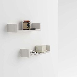 Sada 2 nástěnných poliček v dekoru světlého jasanového dřeva MobiliFiver MenaciU