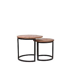 Sada 2 odkládací stolků z mangového dřeva LABEL51 Coffee, ⌀ 40 cm a ⌀ 50 cm