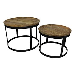 Sada 2 odkládacích stolků s deskou z mangového dřeva HSM collection Zen