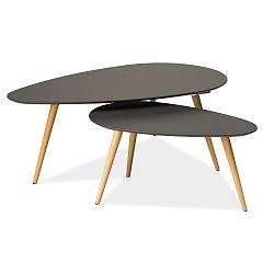 Sada 2 odkládacích stolků s tmavě šedou deskou Signal Nolan