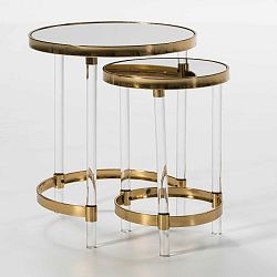 Sada 2 odkládacích stolků ve zlaté barvě Thai Natura Mantha