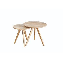 Sada 2 odkládacích stolků z běleného dubového dřeva Folke Yumi