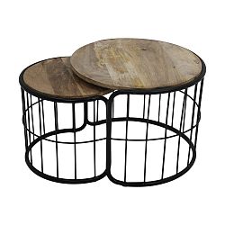 Sada 2 odkládacích stolků z mangového dřeva HSM collection Salon