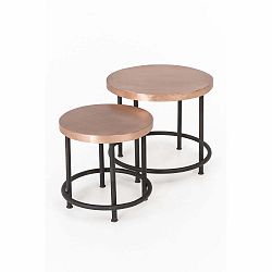 Sada 2 odkládacích stolků z mangového dřeva s kovovou konstrukcí WOOX LIVING Industrial