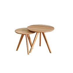 Sada 2 přírodních odkládacích stolků z dubového dřeva Folke Yumi