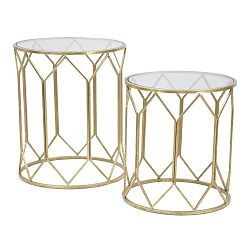 Sada 2 příručních stolků s konstrukcí ve zlaté barvě Mauro Ferretti